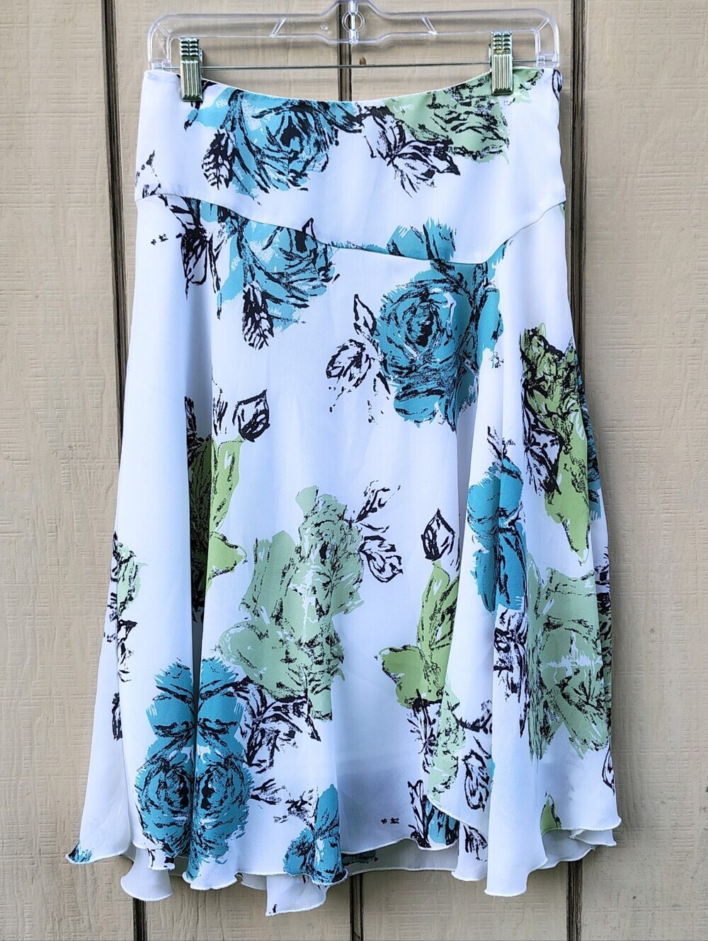 Cato White Circle Skirt with Blue & Green Floral Print
